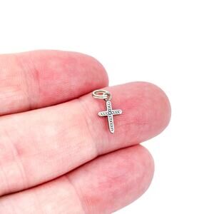 Vintage Italy STAR M Sterling Silver 925 Beaded Cross Charm Pendant